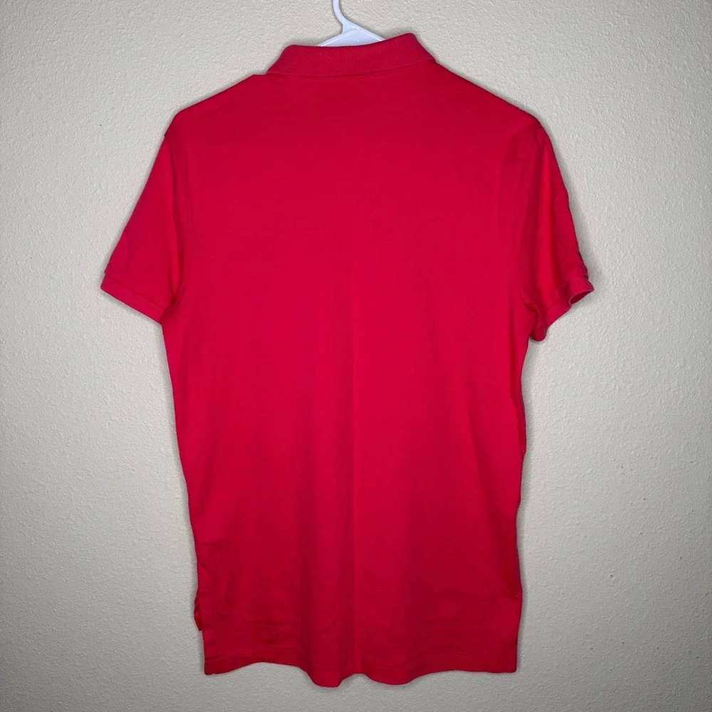 Polo Ralph Lauren Mens Medium Red Short Sleeve Custom Fit Pique Polo Shirt